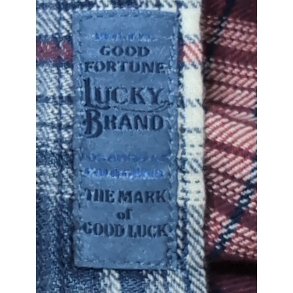 Lucky Brand Men's Lg Plaid Red White Blue Long Sleeve Button Down Shirt Cotton - Picture 13 of 16